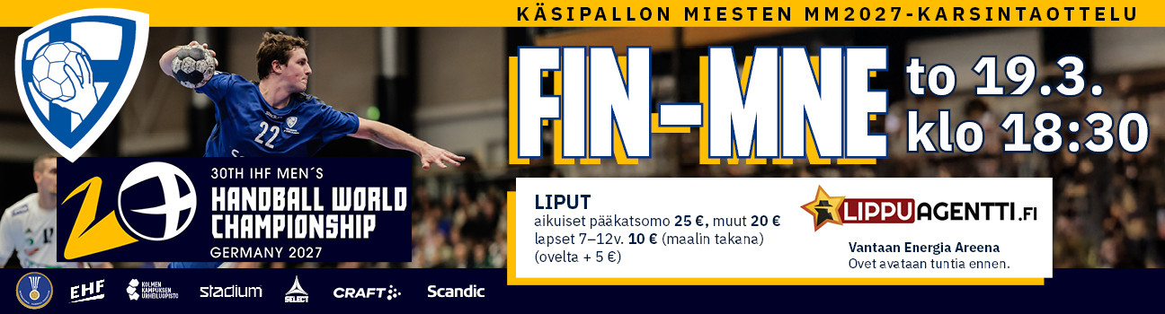 Käsipallon MM2027-karsintaottelu Suomi – Montenegro